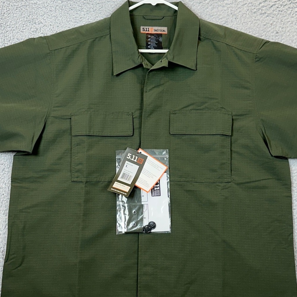 NEW 5.11 Tactical Shirt Mens Large Fast-Tac TDU Ranger Olive Ripstop Button Up